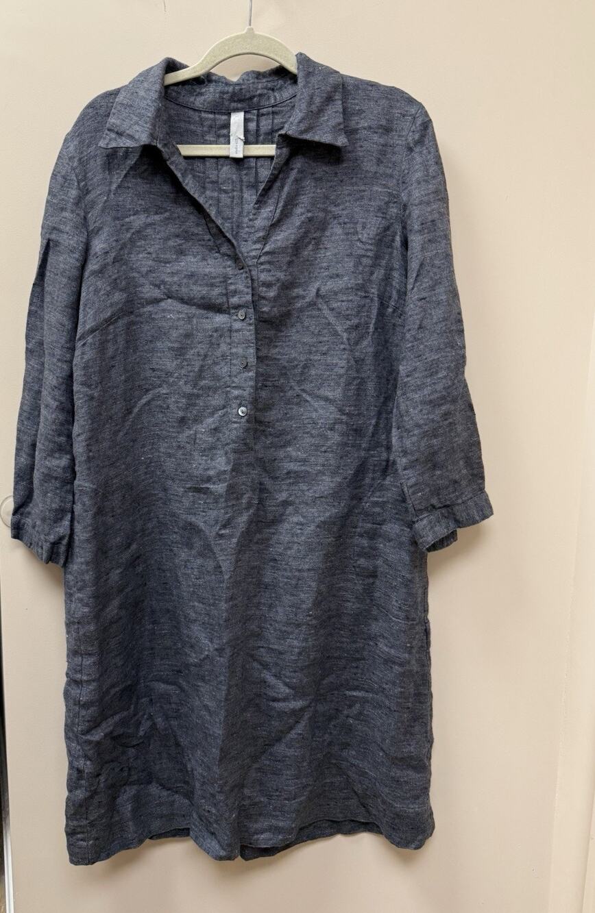 Studio 412 tencel shirt dress artisan handmade lblue gray LG comfy relaxing city